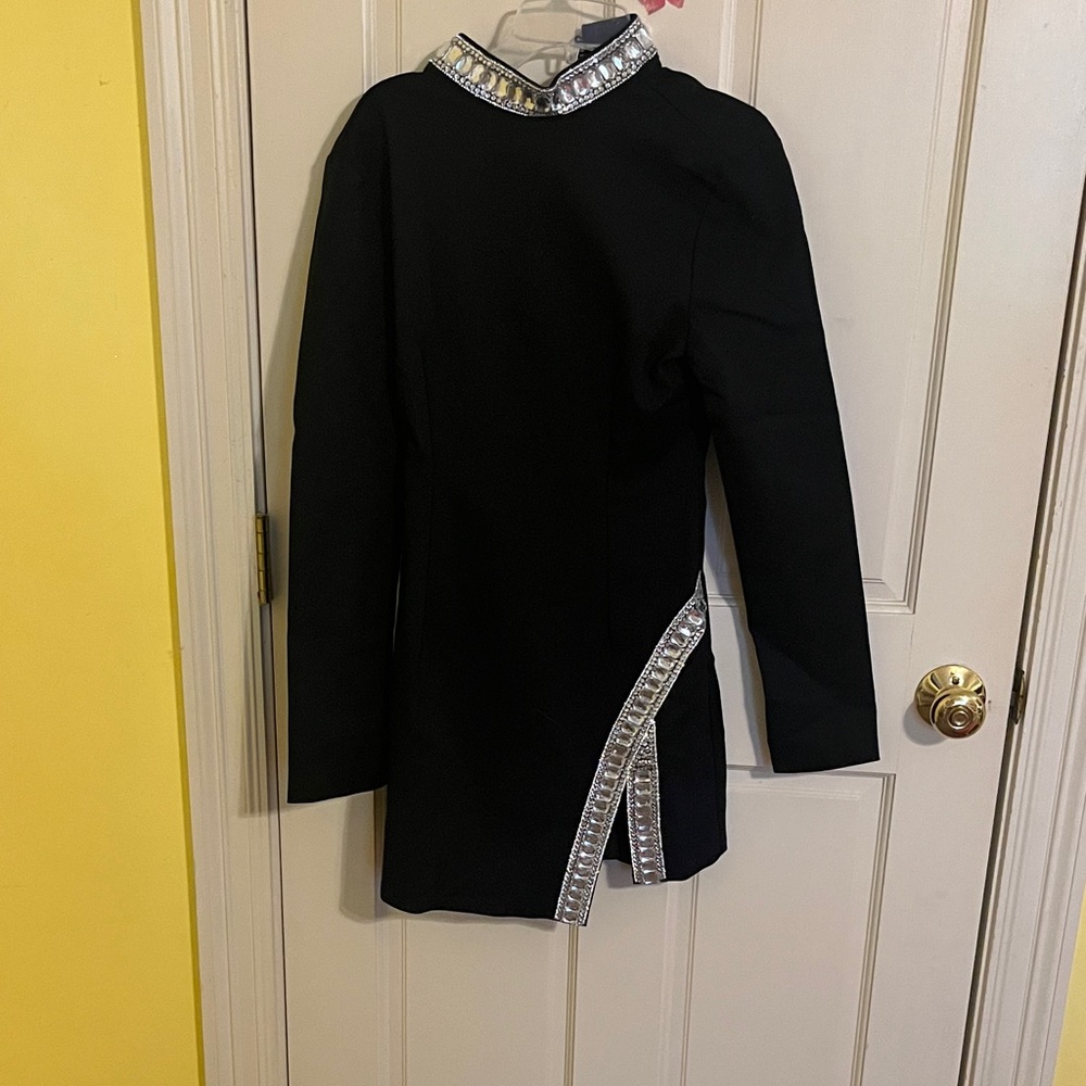 Elegant Black Dress with Silver Accents